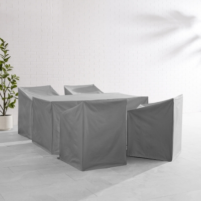 Crosley Furniture Outdoor Dining Table and 4 Lounge Chairs Furniture Cover, Gray, rollover