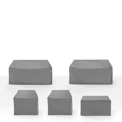 Crosley Furniture 2 Outdoor Loveseats and 2 Lounge Chairs with Coffee Table Furniture Cover, Gray, large