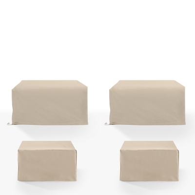 Crosley Furniture 2 Outdoor Loveseats and 2 Coffee Tables Furniture Cover, Tan, large
