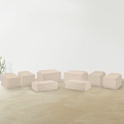 Crosley Furniture 2 Outdoor Loveseats and 4 Lounge Chairs with 2 Coffee Tables Furniture Cover, Tan, rollover