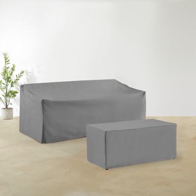 Crosley Furniture Outdoor Sofa with Coffee Table Furniture Cover, Gray