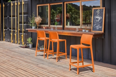 Sensilla Outdoor Counter Stool (Set of 2), Orange