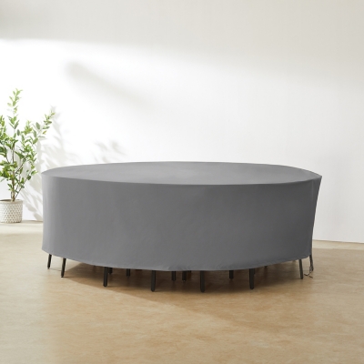 Crosley Furniture Round Outdoor Furniture Cover For Patio Set, Gray, rollover
