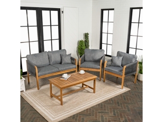 Jonathan Y Tavira Outdoor Loveseat and 2 Lounge Chairs with Coffee Table