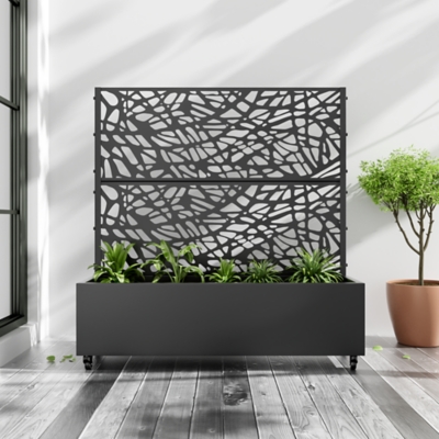 Dovelina Tranquilbreeze Outdoor Trellis With Planter Box In Web Pattern, , rollover