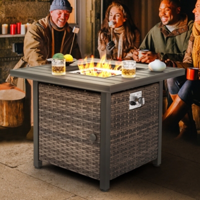 Nuu Garden Outdoor Rattan Fire Pit Table, , large