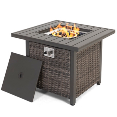 Nuu Garden Outdoor Rattan Fire Pit Table, , large