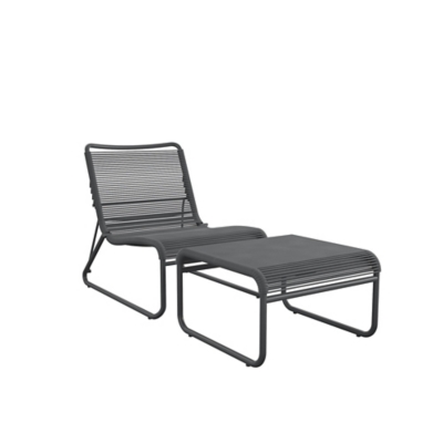 CosmoLiving by Cosmopolitan Lita Outdoor Lounge Chair and Ottoman Set, Charcoal, large