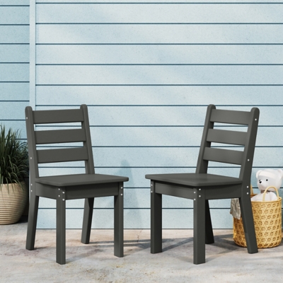 Ashley Westin Furniture Garden Party Kids Outdoor Dining Chair (Set of 2), Gray