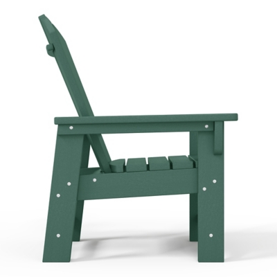 Green Adirondack side table shown with chairs