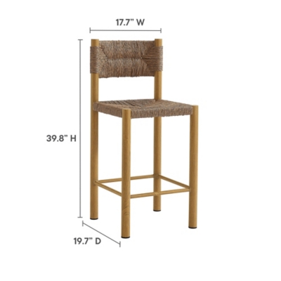 Modway Parkland Outdoor Counter Stool (Set of 2), Natural, large