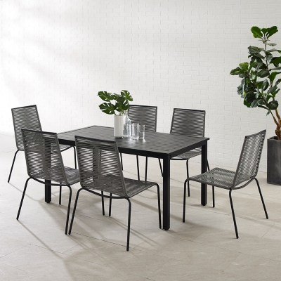 Fenton Outdoor Dining Table with 6 Chairs, Gray