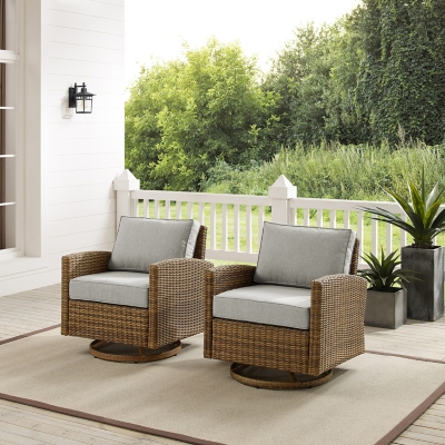 Bradenton Outdoor Swivel Rocker Chairs, Gray