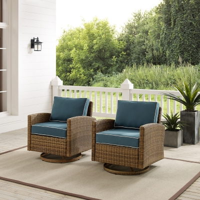 Bradenton Outdoor Swivel Rocker Chairs, Navy