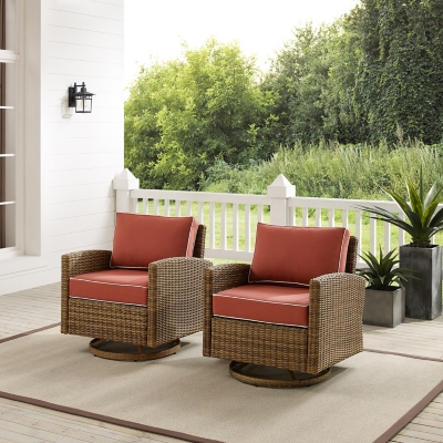 Bradenton Outdoor Swivel Rocker Chairs, Sangria