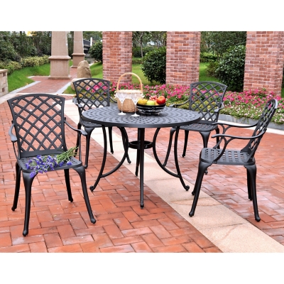 Sedona Outdoor Dining Table with 4 Chairs, Black