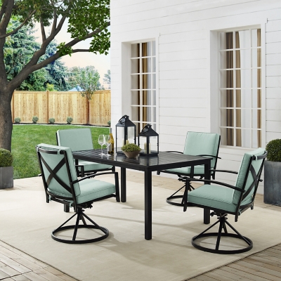 Kaplan Outdoor Dining Table with 4 Swivel Chairs, Mist, rollover