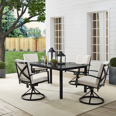 Kaplan Outdoor Dining Table with 4 Swivel Chairs, Oatmeal