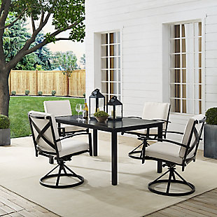 Kaplan Outdoor Dining Table with 4 Swivel Chairs, Oatmeal, rollover