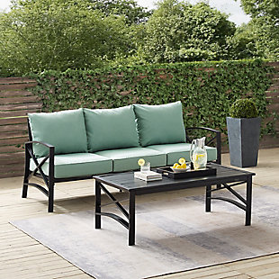 Kaplan Outdoor Sofa and Coffee Table, Mist, rollover