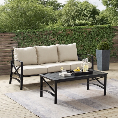 Kaplan Outdoor Sofa and Coffee Table, Oatmeal