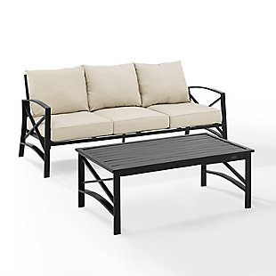 Kaplan Outdoor Sofa and Coffee Table, Oatmeal, large