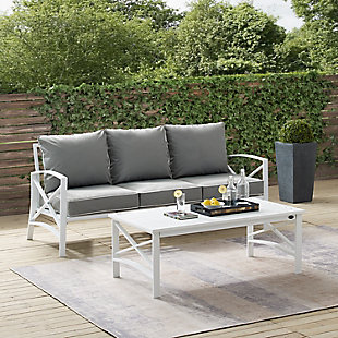 Kaplan Outdoor Sofa and Coffee Table, Gray, rollover