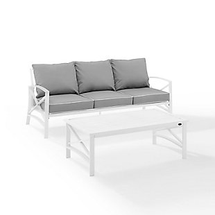 Kaplan Outdoor Sofa and Coffee Table, Gray, large