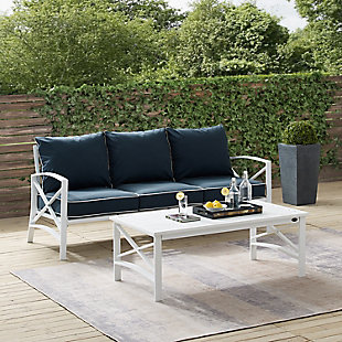 Kaplan Outdoor Sofa and Coffee Table, Navy, rollover