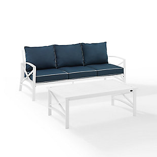 Kaplan Outdoor Sofa and Coffee Table, Navy, large