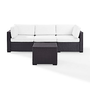 Biscayne Outdoor Sofa with Coffee Table, White, large