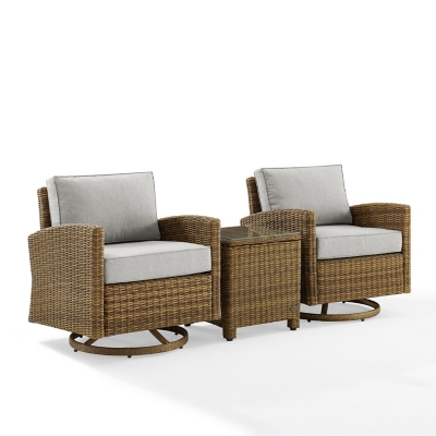 Bradenton Outdoor Swivel Rocker Chairs with End Table, Gray, large