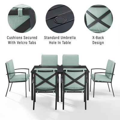 Crosley Furniture Kaplan Outdoor Dining Table and 6 Dining Chairs - Thumbnail 4
