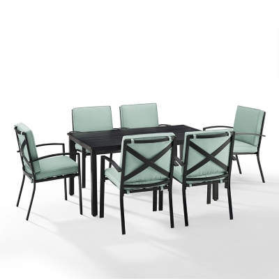 Crosley Furniture Kaplan Outdoor Dining Table and 6 Dining Chairs - Thumbnail 2