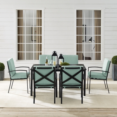 Crosley Furniture Kaplan Outdoor Dining Table and 6 Dining Chairs
