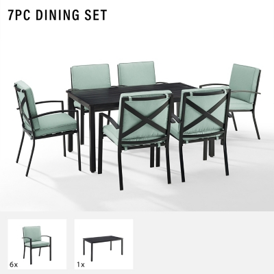 Crosley Furniture Kaplan Outdoor Dining Table and 6 Dining Chairs - Thumbnail 3