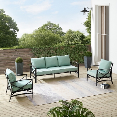 Kaplan Outdoor Sofa with 2 Chairs, Mist