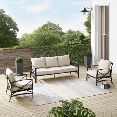 Kaplan Outdoor Sofa with 2 Chairs, Oatmeal