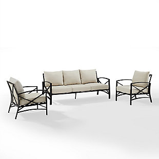 Kaplan Outdoor Sofa with 2 Chairs, Oatmeal, large