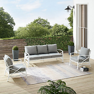 Kaplan Outdoor Sofa with 2 Chairs, Gray, large