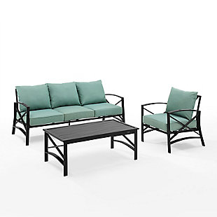 Kaplan Outdoor Sofa with Coffee Table and 1 Chair, Mist, large