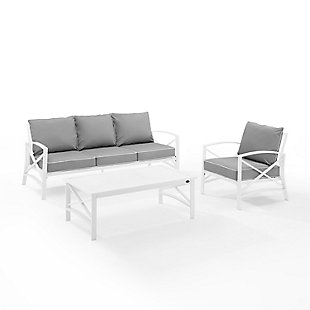 Kaplan Outdoor Sofa with Coffee Table and 1 Chair, Gray, large