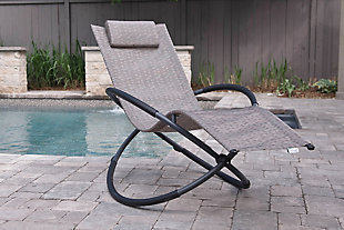 Spin into another dimension of outdoor living with the contemporary Orbital lounger. Ergonomic design allows for full reclining to drastically increase your R&R time, this fabulously futuristic chair includes rubberized wraps to comfort your arms as you sit back on the water-resistant acrylic mesh seat. Talk about taking a load off. It’s like relaxing in complete weightlessness.Durable acrylic mesh seat withstands all-weather conditions | Powder-coated steel base | Rubberized wraps on frame add comfort and prevent scratching | Sponge off fabric with a mild solution of soap and water; rinse and air dry | Spot clean fabric with a mild detergent and water; rinse and air dry | Assembly required | 1-year warranty