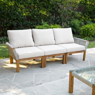 Southern Enterprises Furniture Freston Outdoor Sofa, White/Natural