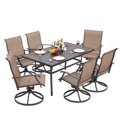 Nuu Garden Outdoor Dining Table and 6 Swivel Chairs, , large