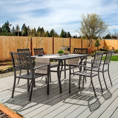 Nuu Garden Criss Cross Outdoor Dining Table and 6 Chairs, , rollover