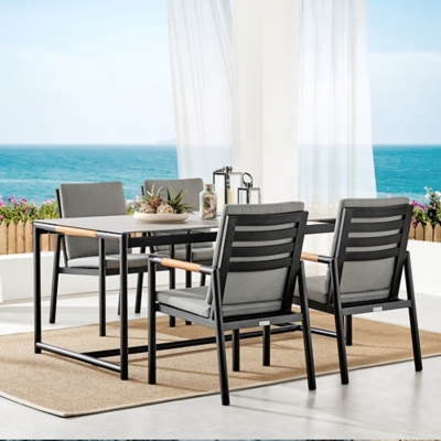 Crown Outdoor Dining Table and 4 Chairs, Black