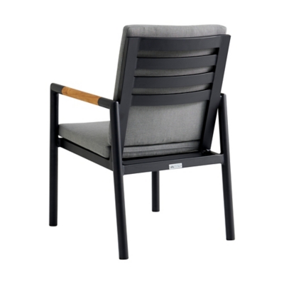 Crown Outdoor Dining Table and 6 Chairs, Black, large
