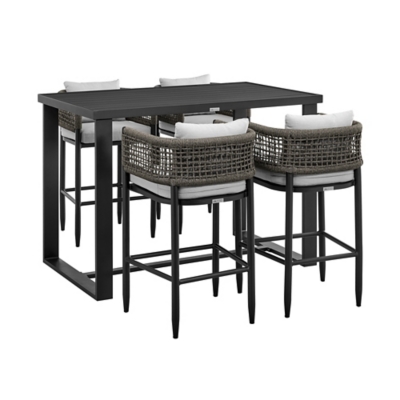 Alegria Outdoor Patio Bar Table and 4 Bar Stools, , large