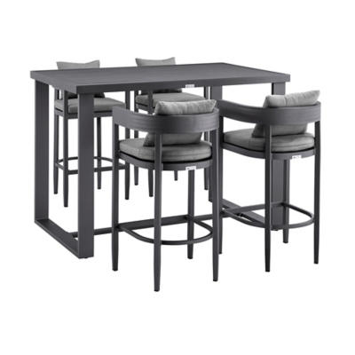 Menorca Outdoor Patio Bar Table and 4 Bar Stools, , large